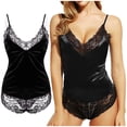 thumbnail image 2 of MSJUHEG Women Sleepwear Satin Pajamas Set Lace Camisole Shorts Nightwear for Women Satin Silk Pajama Sets Lace Cami Short Pj Black L, 2 of 5