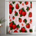 thumbnail image 5 of Pink Strawberry Shower Curtain Set, Waterproof Shower Curtains for Bathroom, Spring Floral Watercolor Summer Botanical Washable Fabric Bath Curtain for Bathtub Decoration with Hooks 54x78 Inches, 5 of 9