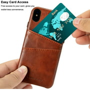 TENDLIN Compatible with iPhone Xs Case/iPhone X Case Wallet Design Premium Leather Case with 2 Card Holder Slots