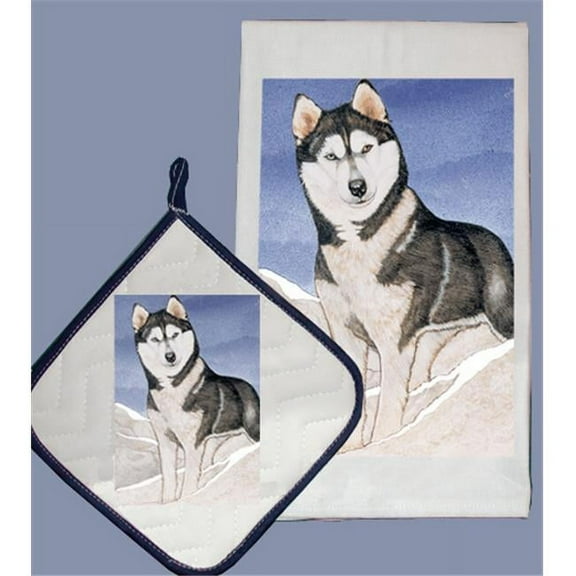 Pipsqueak Productions DP927 Dish Towel and Pot Holder Set - Siberian Husky