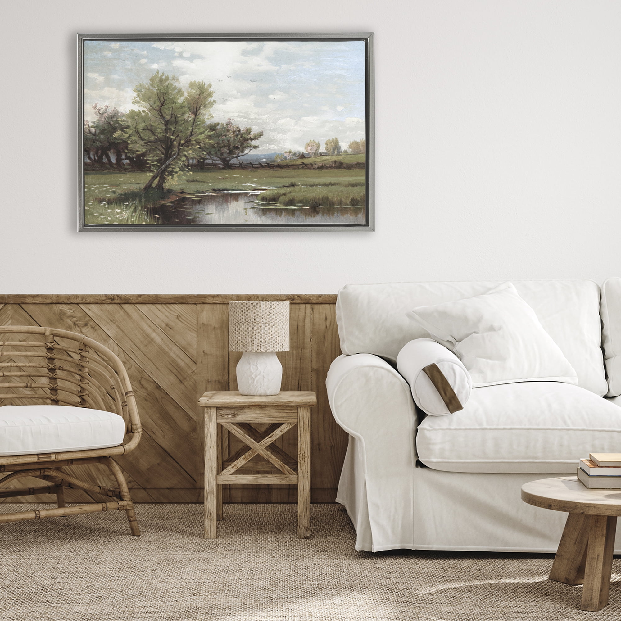 Stupell Industries Ecstatic Spring Landscape Gray Framed Floater Canvas Wall Art, design by Lula Bijoux & co.