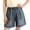 Dark Blue, variant on Cethrio Girls Denim Shorts Size 10-12, Summer School Elastic Waist Relaxed Fit Kids Jean Shorts Blue Size 10