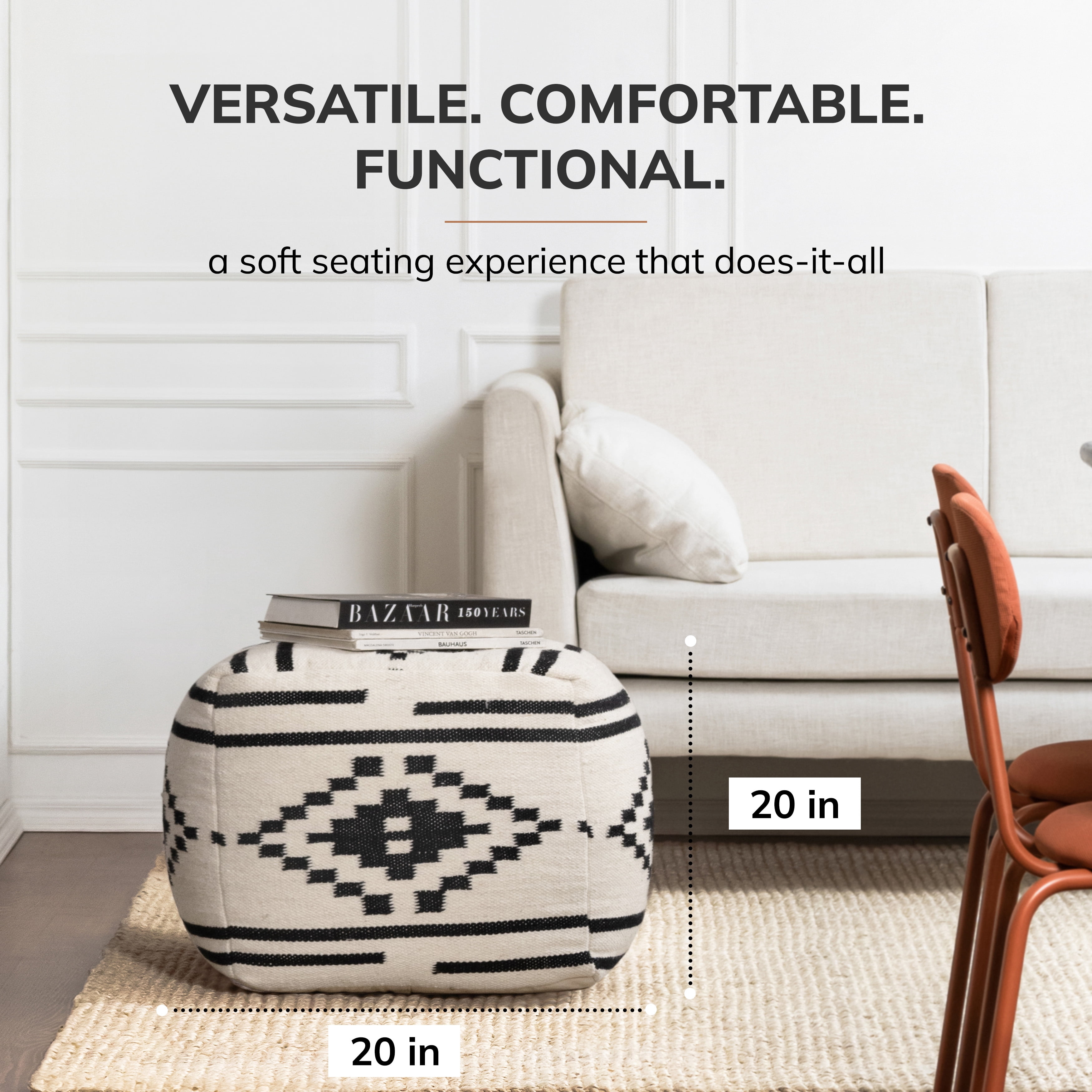 Anji Mountain Cube Geometric Woven Pouf
