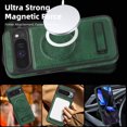 thumbnail image 2 of Dteck Magnetic Case for Google Pixel 9, Compatible with MagSafe, PU Leather TPU Bumper Shockproof Protective Cover with Kickstand,Darkgreen, 2 of 6