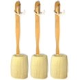 thumbnail image 1 of Paquete de 3 cepillos de baño exfoliantes naturales de lufa luffa en un palo – con mango largo de madera para hombres y mujeres – esponja de ducha para el cuerpo, 1 of 5