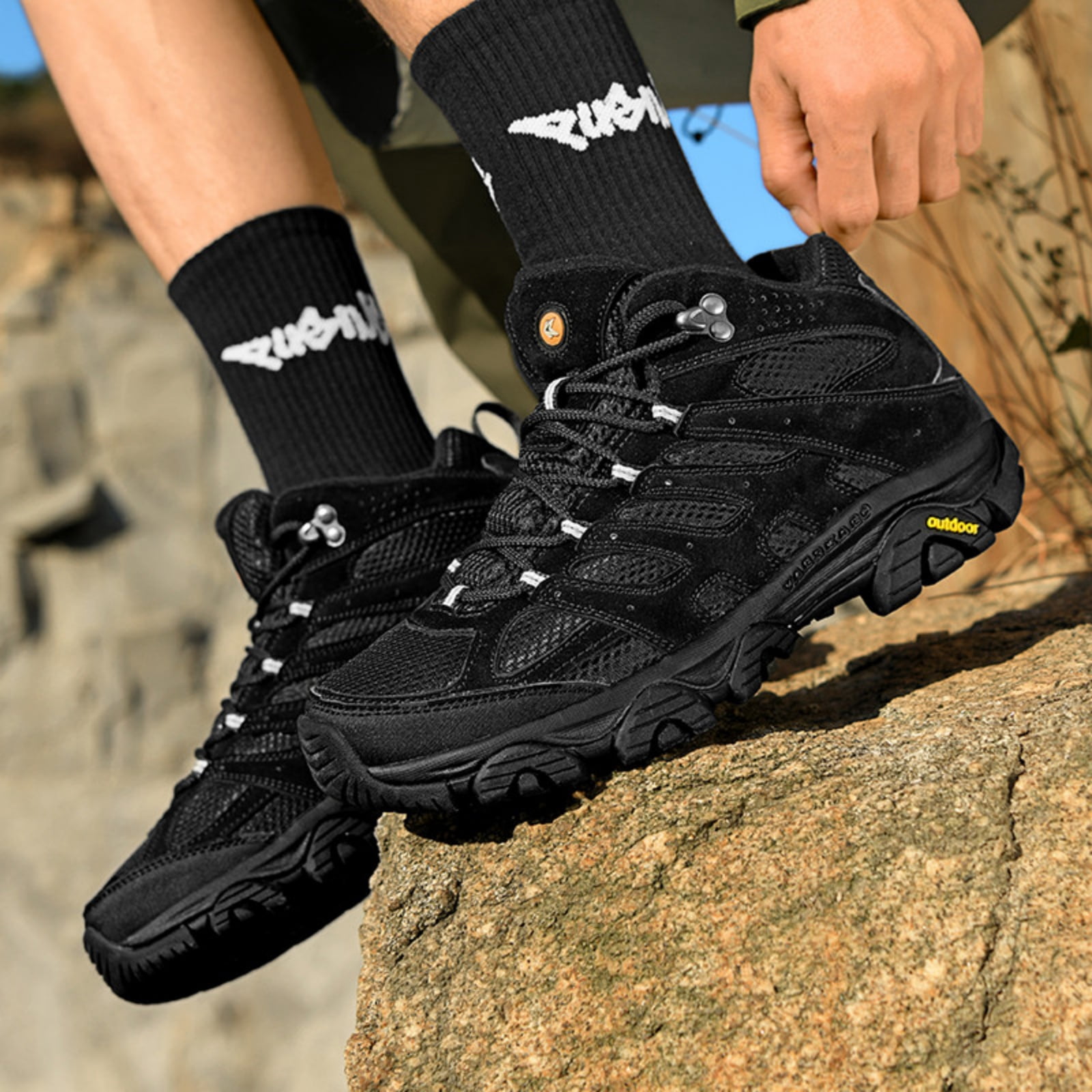 LASUDRAA Mens and Womens Ankle-High Hiking Boots Lightweight Outdoor Shoes for Trekking Trails Walking Couples Sneakers