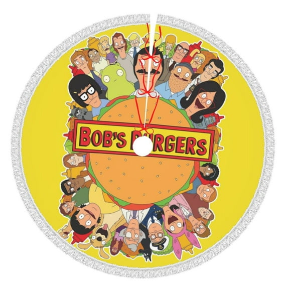 Bob's Burgers (4) Christmas Tree Skirt White Tassel Lace Xmas Skirts Decoration