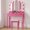 Pink, variant on Toogaho Makeup Vanity Set with Stool and Lighted & Detachable Mirror,Vanity Desk with 5 Drawers & 8 Hanging Hooks,Adjustable Brightness,Pink