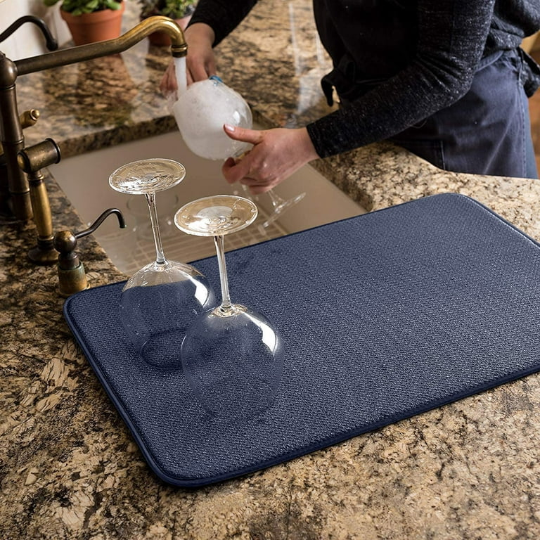 XXL Dish Mat 24 x 17 (LARGEST MAT) Microfiber Dish Drying Mat, Super  absorbent by Bellemain (Gray) - Bellemain