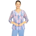 thumbnail image 1 of Alfred Dunner Womens Petite  Brushstroke Lace Sleeve Top, 1 of 6