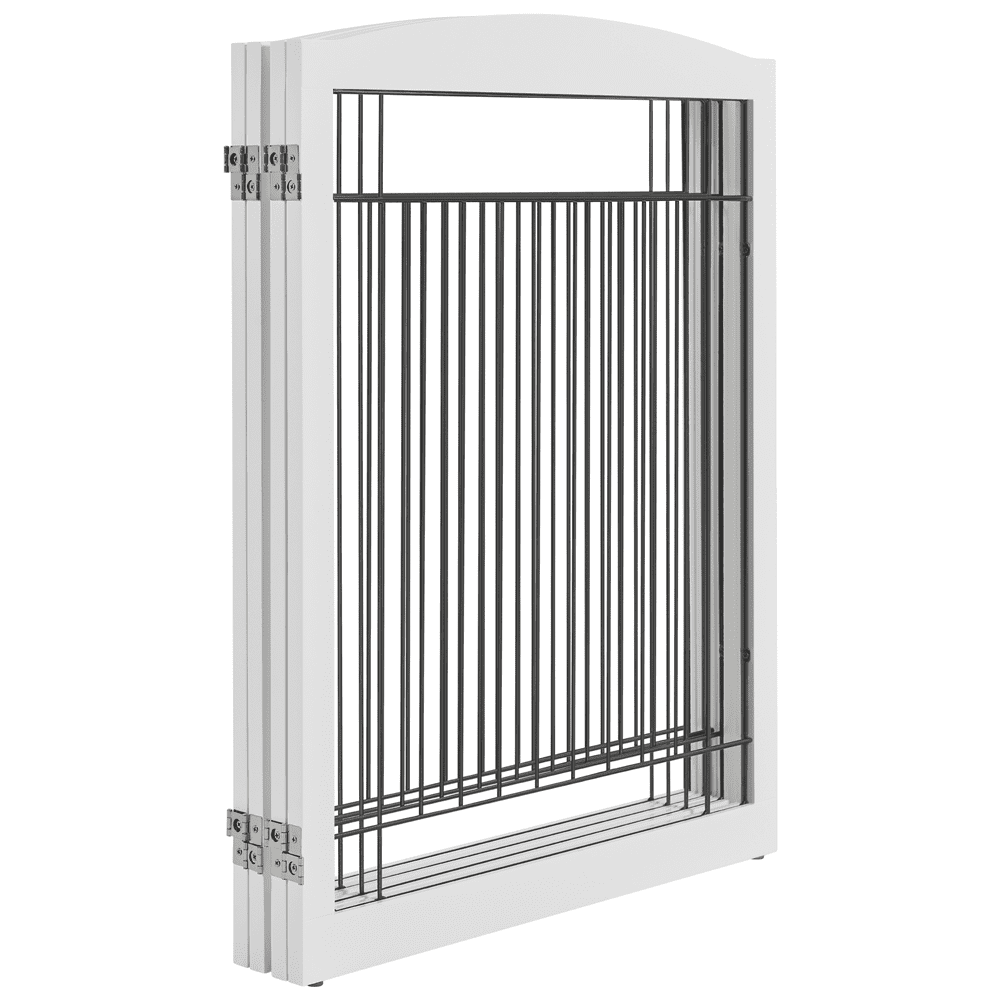 Yaheetech 31" H Dog Gate 4-Panel Pet Gate Indoor with 2 Support Feet for Dogs, White