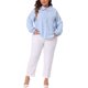 thumbnail image 2 of Camisas de mujer de tallas grandes Agnes Orinda, blusas de chiffon con cuello Peter Pan y mangas largas, 3X, azul claro, 2 of 6