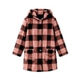 thumbnail image 7 of Sevevn Women's Hooded Plaid Fleece Coat Button‑Front Plaid Sherpa Jacket with Patch Pockets Winter Outerwear Pink 2XL, 7 of 7