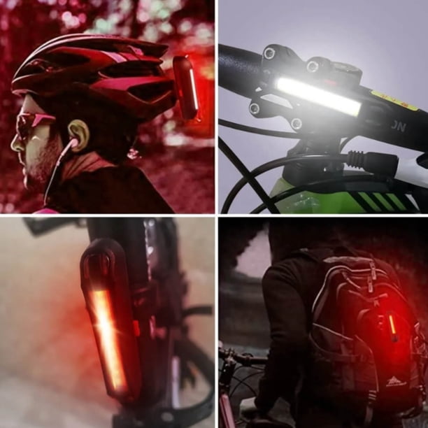 Juego de luces recargables para bicicleta BuyWeek luz delantera y trasera de seguridad 4 modos