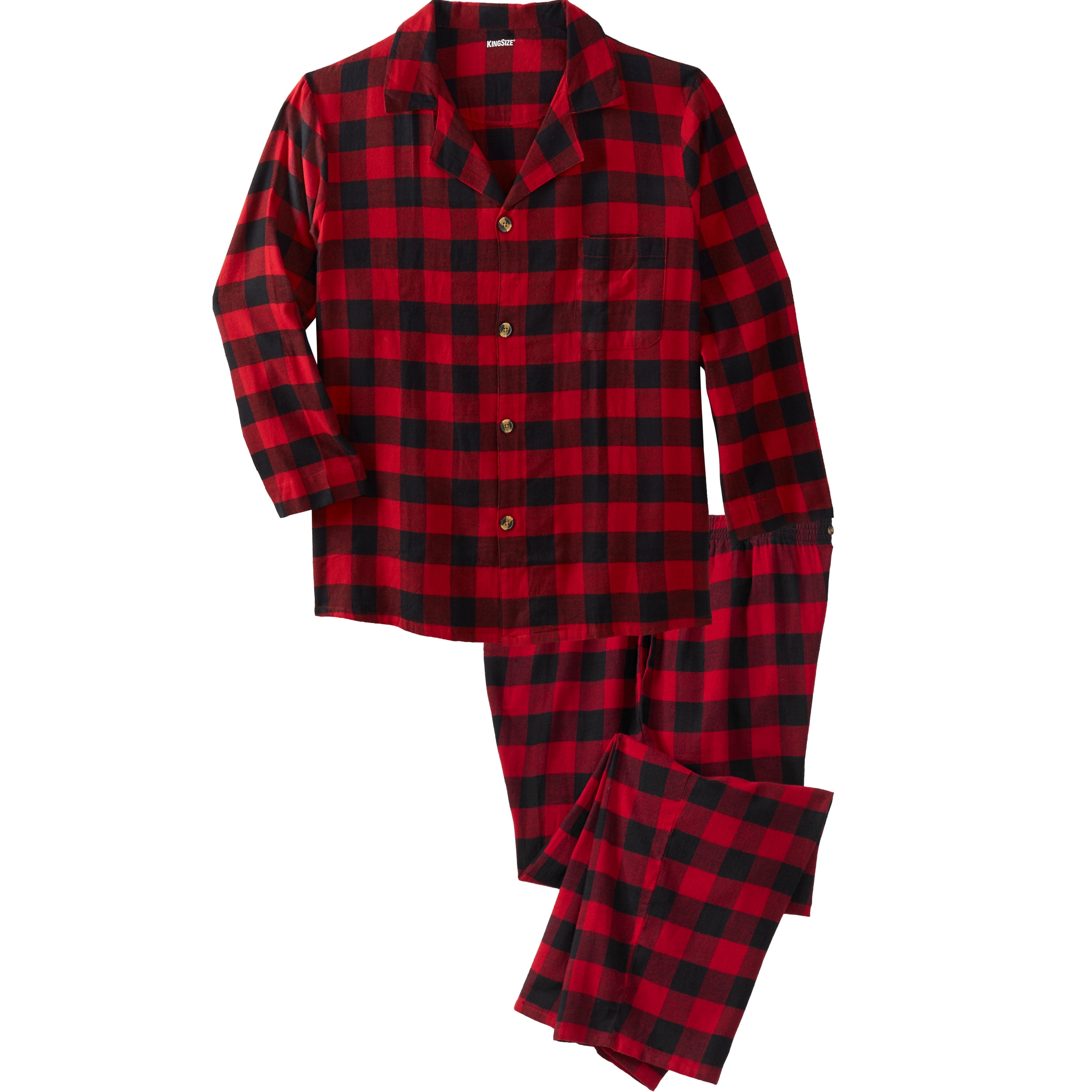 Men's Big & Tall Plaid Flannel Pajama Set - Big - 7XL, Red Buffalo Check Multicolored Pajamas Walmart.com
