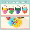 thumbnail image 4 of 4PCS Easter Woven Goodie Basket with 4 Colors Easter Grass, Natural Woven Easter Eggs and Candy Wicker Basket Easter Gift Basket with Mobile Handle for Easter Egg Hunt, Kids Easter Party, Gift Packin, 4 of 7