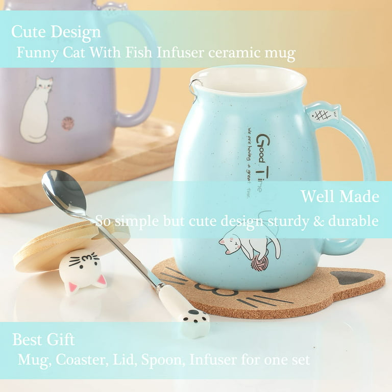 Cute Cat Tea mug Ceramic with Infuser