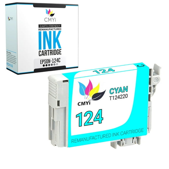 CMYi 124 Cyan 1-Pack Ink Cartridge compatible for Epson 124 - Stylus NX125, NX127, NX130, NX230, NX330, NX420, NX430, WorkForce 320, 323, 325, 435 (1 Cyan)