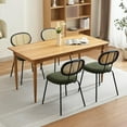 thumbnail image 2 of Rattan Dining Chairs Set of 2, Mid-Century Modern Upholstered Dining Room Chairs with Metal Legs&Rattan Backrest for Home Kitchen, 2 of 8