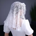 thumbnail image 2 of Encaje floral velo cabeza cubierta Mantilla velo bufanda corta para mujeres nupciales, 2 of 6
