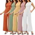 thumbnail image 3 of Qudderr Womens Crewneck Jumpsuits Summer Casual Rompers Sleeveless Slim Bodysuit Women's Elastic Waist Loose Onesies with Pockets S-2XL, 3 of 8