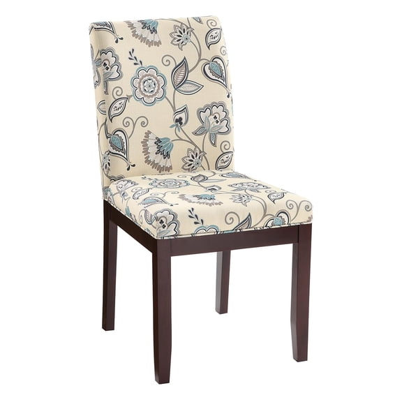 Kingfisher Lane 20'' Contemporary Fabric Parsons Dining Chair in Beige/Blue