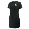 thumbnail image 2 of Women's Fanatics Black Pittsburgh Steelers Ruched Drape T-Shirt Dress, 2 of 3