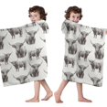 thumbnail image 4 of White Highland Cow Sketch Pattern Hooded Bath Towel，50"x30" for Ages 3 To 12 Kids, Quick Dry Lightweight Soft Microfiber Hood Beach Towel Cover Up for Kids, 4 of 7