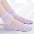 thumbnail image 4 of Coerni Girls' Summer Thin Lace Floral Print Short Socks Mesh Breathable Lace Socks With Princess Shoes Socks for Kids with Sensory Issues, 4 of 8