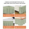thumbnail image 6 of Sage Green Burlap Texture Bed Skirt King Size, Farmhouse Vintage Sage Green Wrap Around Bed Skirting with Adjustable Elastic Strap, Dust Ruffle Pleated Bedskirts 16 Inch Drop for Bedroom King Beds, 6 of 9