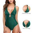thumbnail image 3 of Women's Deep V Neck One Piece Swimsuit Lace-up Back Monokini Bathing Suit, 3 of 6