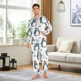 thumbnail image 3 of Adult Christmas Onesie Cute Penguins Zipper One-Piece Pajamas Unisex with Pockets, 3 of 6
