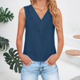 thumbnail image 2 of Duoif Womens Tank Tops V-Neck Business Tank, Cotton Linen Camisole Blouse Going Out Tops for Women Navy L, 2 of 7