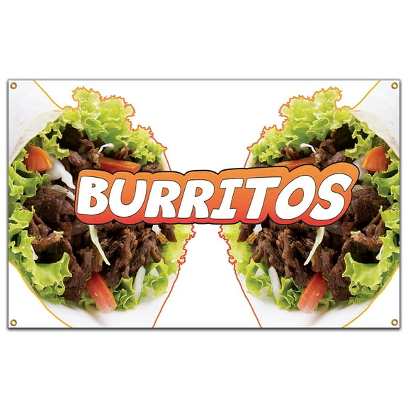 SignMission B-60 Burritos 36 x 60 in. Burritos Heavy Duty 13 oz Vinyl Banner with Grommets Single Sided