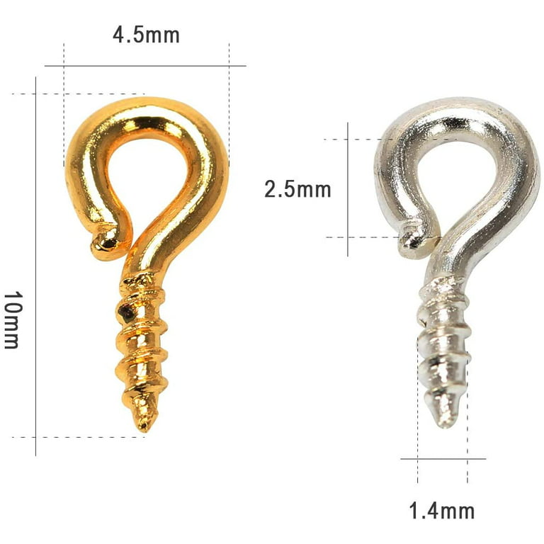 100Pcs Tiny Screw Eyes, Size: 8x4 mm, Hole 1.8 mm, Color Gold