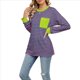 thumbnail image 1 of Camisas de Larga para Mujer, Cuello Redondo A Rayas, Corte Holgado, Camiseta de Bloques de Color Otoño 2025 con Bolsillo Tiras de Color Verde Rosa XL, 1 of 10