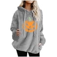 thumbnail image 2 of Sakmal Pumpkin Print Womens Hoodies Drawstring Halloween Gray Tops Trendy Hoodies for Women, 2 of 5
