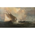 thumbnail image 2 of Julian Oliver Davidson 24x16 Gold Ornate Framed and Double Matted Museum Art Print Titled - Sailing Boats in a Storm by the American Coast (1881), 2 of 4