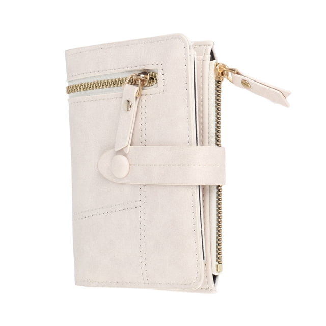 WomenBifold Short Wallet, PU Leather, Multiple Card Slots, Zipper Coin Pocket