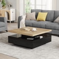 thumbnail image 4 of Noble House Square Rotating Coffee Table,360° Rotating High-Gloss Top,Black, 4 of 6
