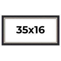 35x16 Frame Black Real Wood Picture Frame Width 2.25 Inches | Interior Frame Depth 0.5 Inches |