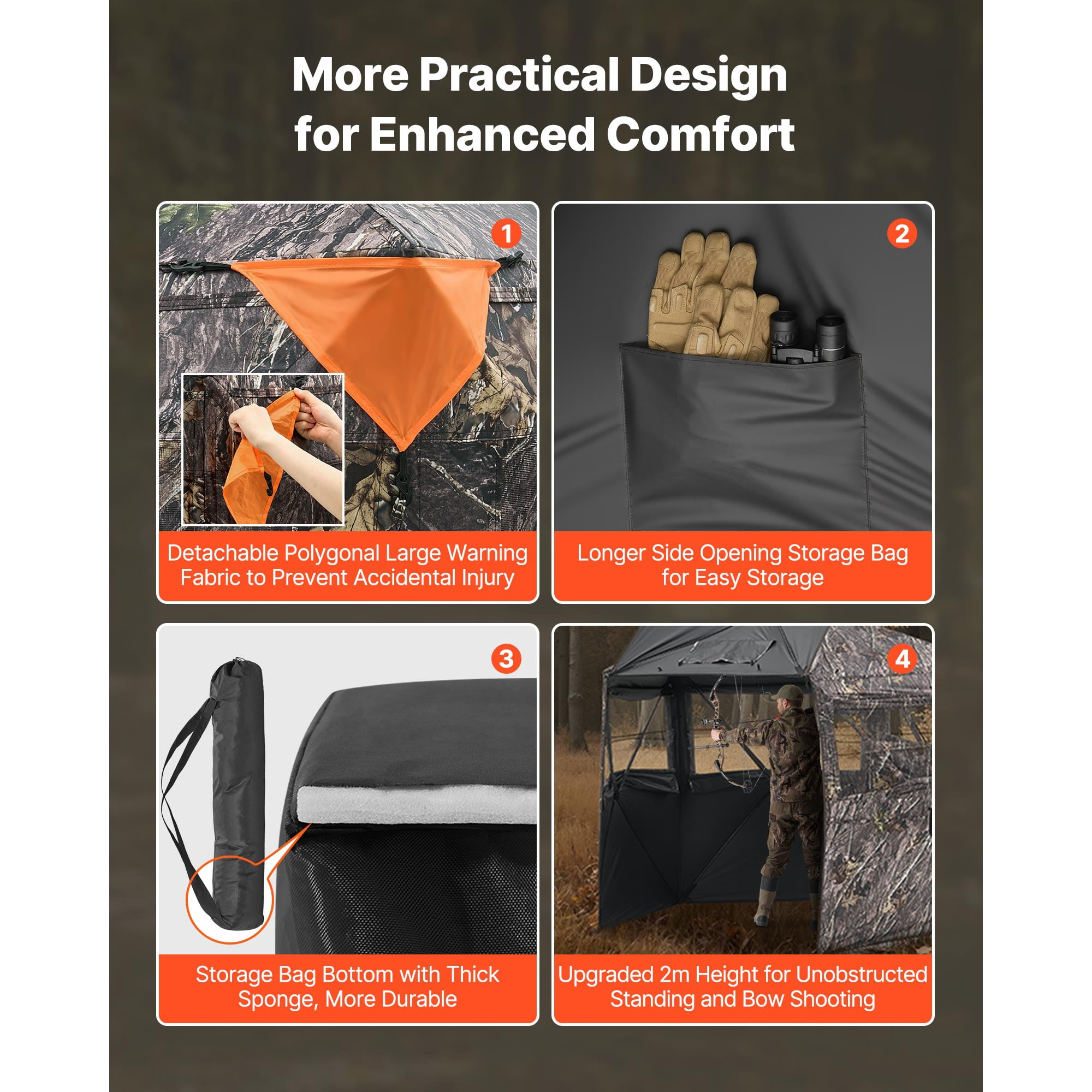 KFFKFF Hunting Blind for 6-7 People, Portable Camouflage Tent with Carrying Bag, Durable Concealed Shelter Featuring Silent Zipper Door and Windows, Ideal for Turkey and Deer Hunting