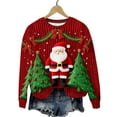 thumbnail image 4 of YUGYXL Christmas Sweatshirt for Women Fleece Lined Long Sleeve Crewneck Cute Print Holiday Party Pullover Tops C Red XXL, 4 of 9