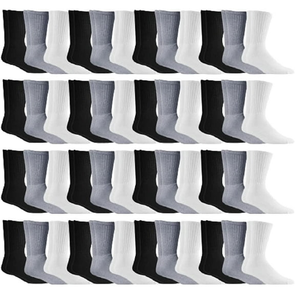 Yacht & Smith Mens Wholesale Bulk Cotton Socks, Athletic Sport Socks Shoe Size 10-13 (48 Pairs Mixed Assorted)