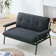 thumbnail image 6 of Nmkwnr 2 Seater Corduroy Sofa Couch with Metal Frame, 53 inch Loveseat Sofa for Living Room, Office, Bedroom, Black, 6 of 10