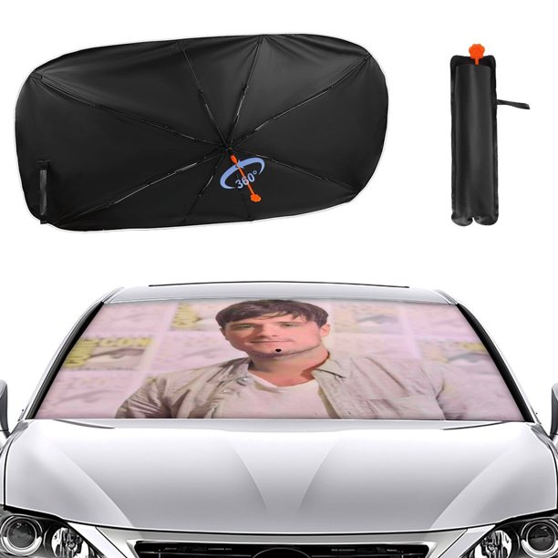 Josh Hutcherson Sombrilla Solar para Auto - Protector de Parabrisas Plegable | Cortina Solar Delantero | Bloqueo UV y Aislamiento de Calor 133x73cm