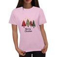 thumbnail image 1 of Puntoco Blusa informal de cuello redondo con estampado navideño para mujer, 1 of 4