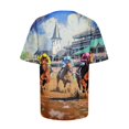 thumbnail image 5 of Levmjia Women's Crew Neck Short Sleeve T-Shirt, Horse Racing Graphic Print Casual Top, Loose Summer Tee for Ladies Daily Vacation, 5 of 5