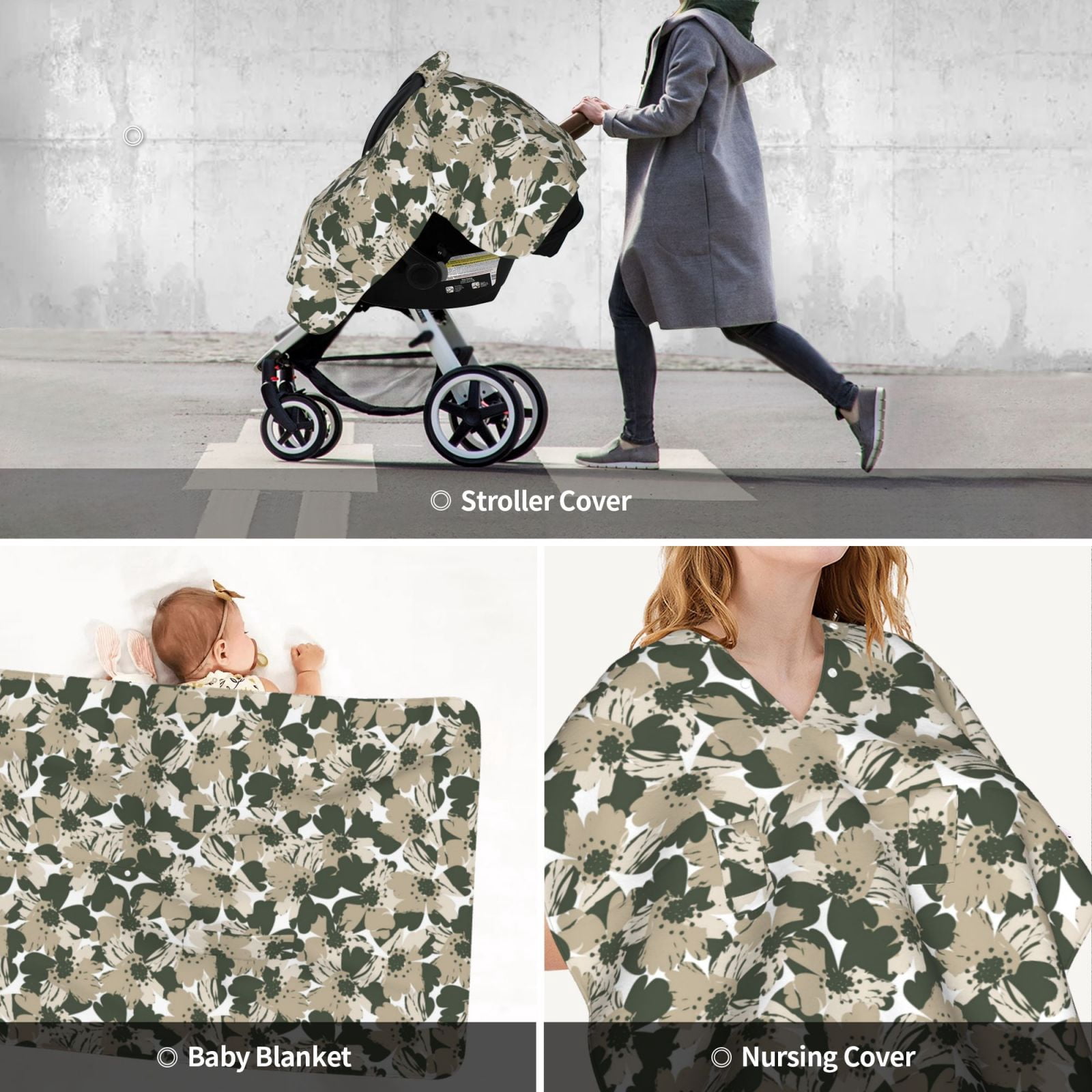 Car Seat Cover Baby - Flower Camouflage Breathable Infant Car Seat Cover for Baby Carseat, Lightweight Comfort Baby Essentials Must Haves Newborn Stuff for Girl Boy