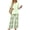 248#Light Green, variant on Women’s Casual Printed Two Piece Set Button Front 3/4 Sleeve Top And Wide Leg Long Pants Outfit Blue 3XL